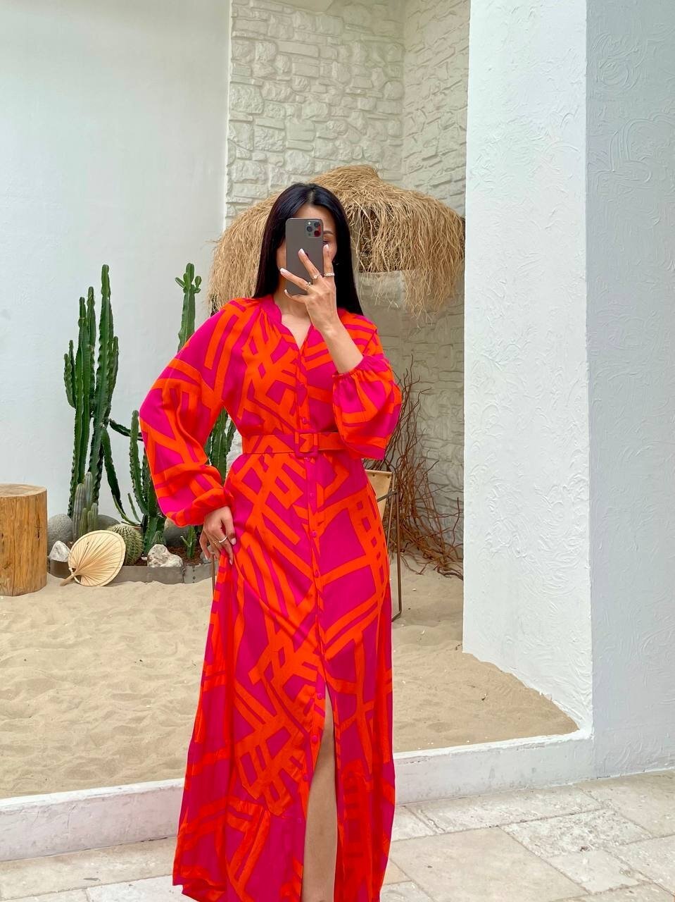 3388-FUŞYA ÇİZGİLİ GÖMLEK ELBİSE