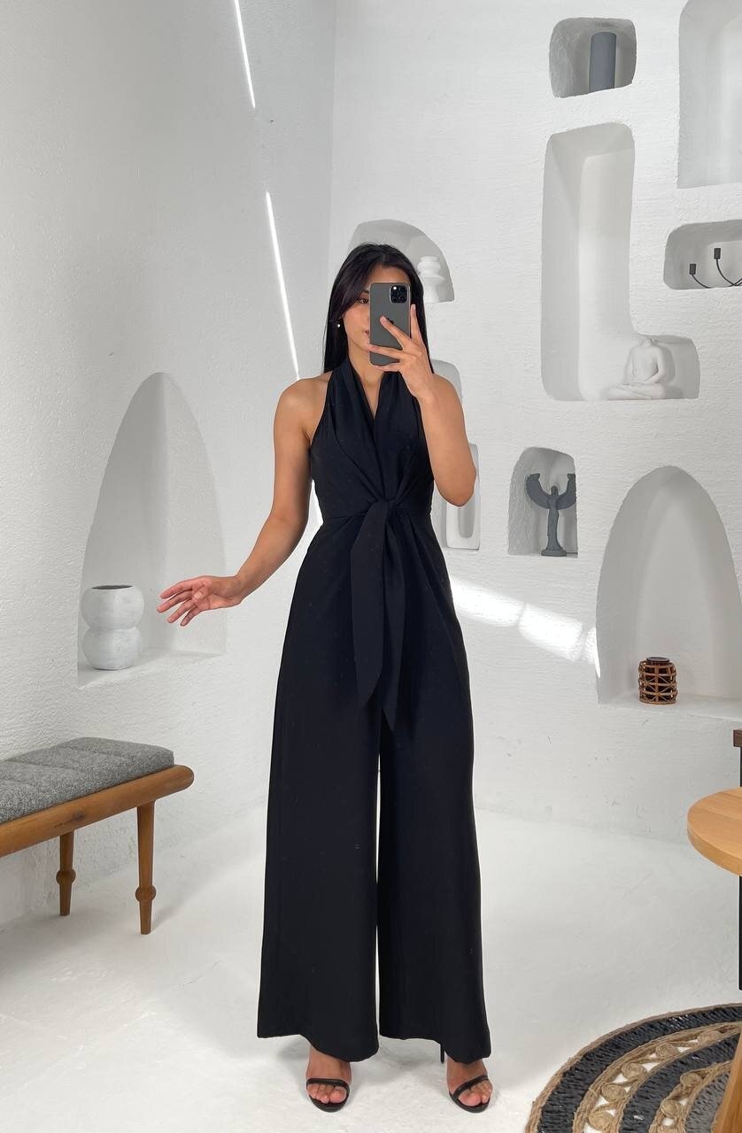 3551-SİYAH ÖNDEN BAĞLAMALI TULUM