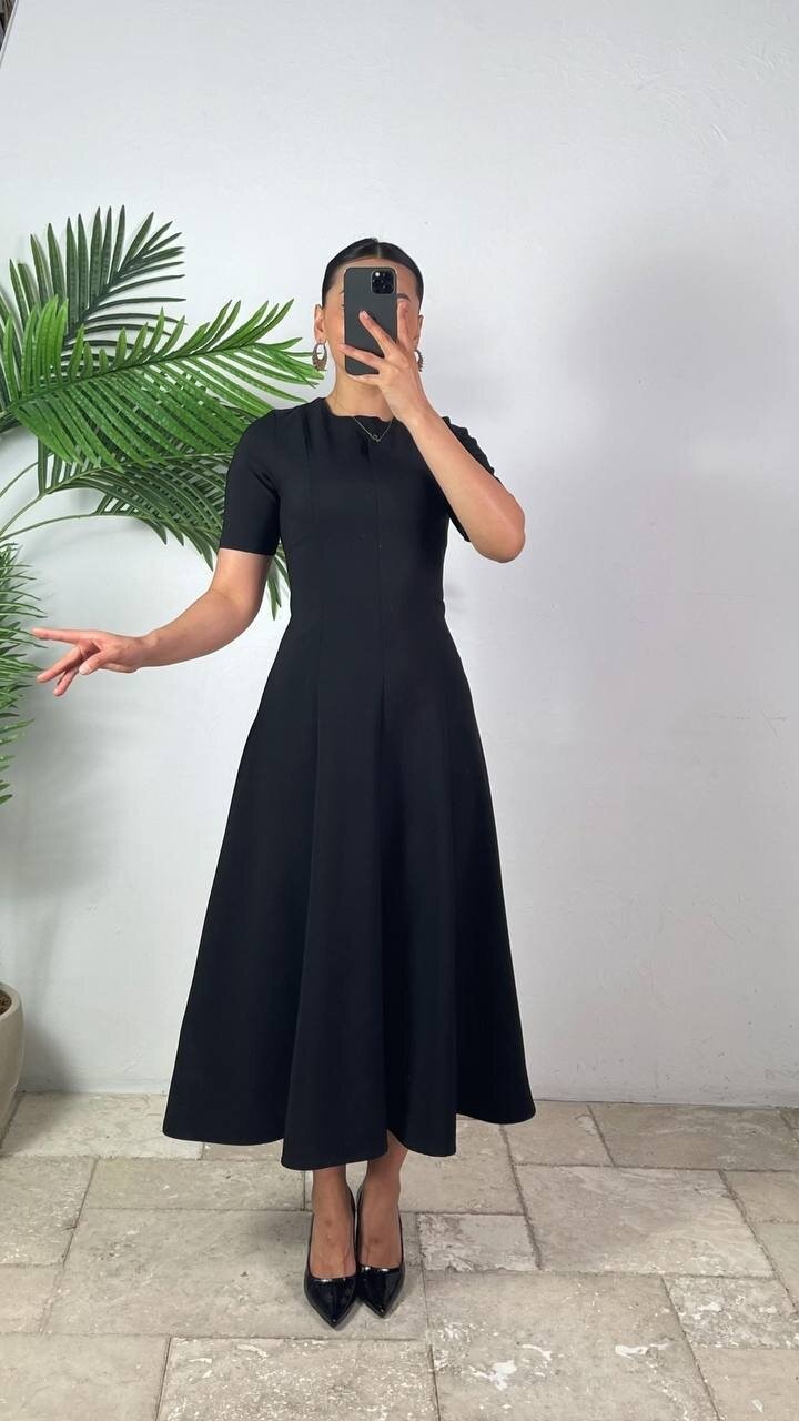 3705-SİYAH ÇAN ELBİSE