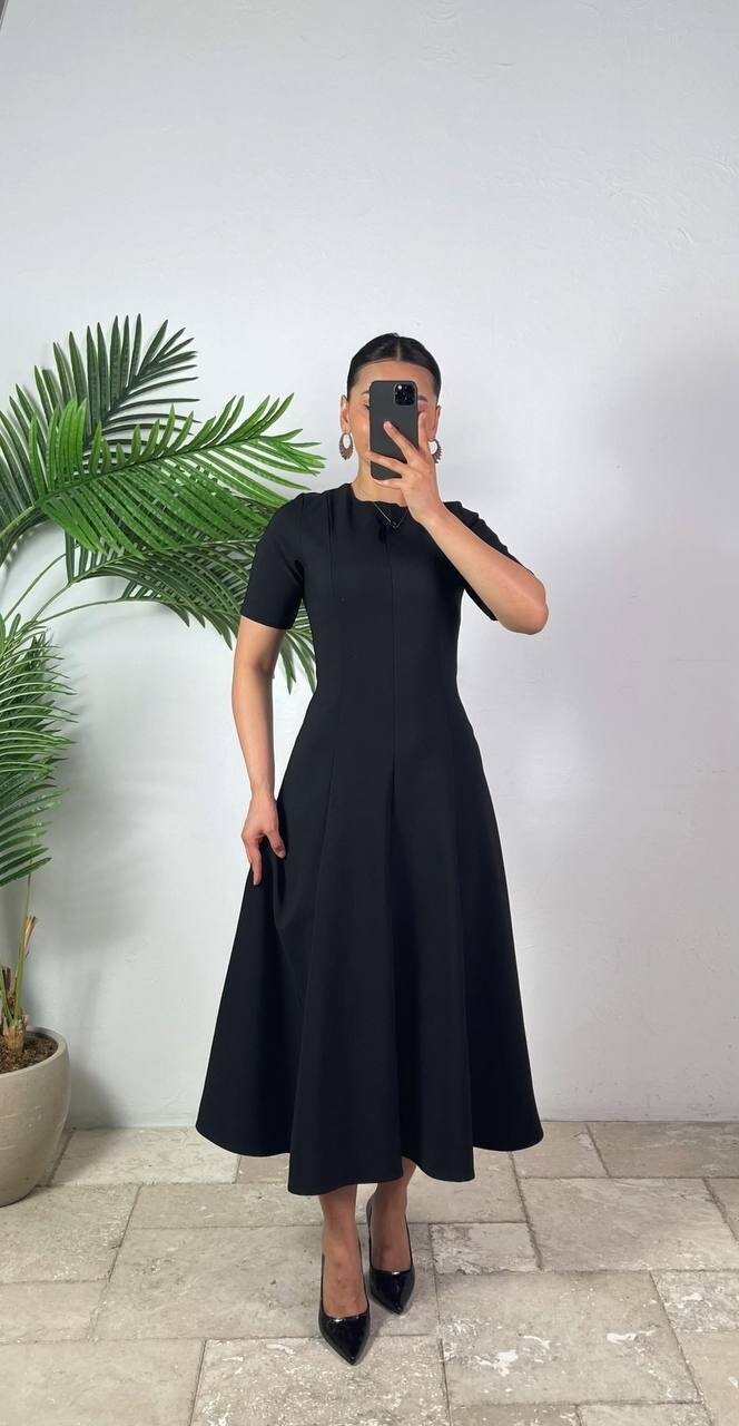 3705-SİYAH ÇAN ELBİSE