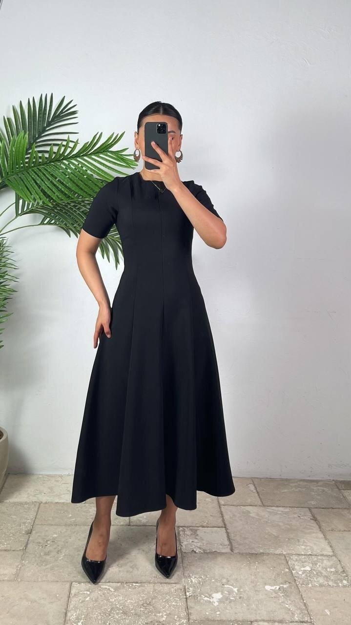 3705-SİYAH ÇAN ELBİSE