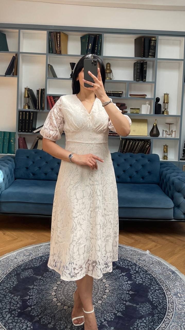 3740-TAŞ FİSTO ÇİÇEK DESEN ELBİSE