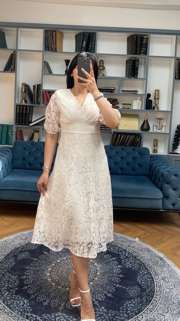 3740-TAŞ FİSTO ÇİÇEK DESEN ELBİSE