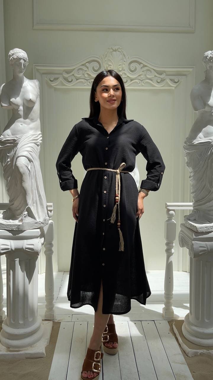 3772-SİYAH ARKASI DANTEL ELBİSE