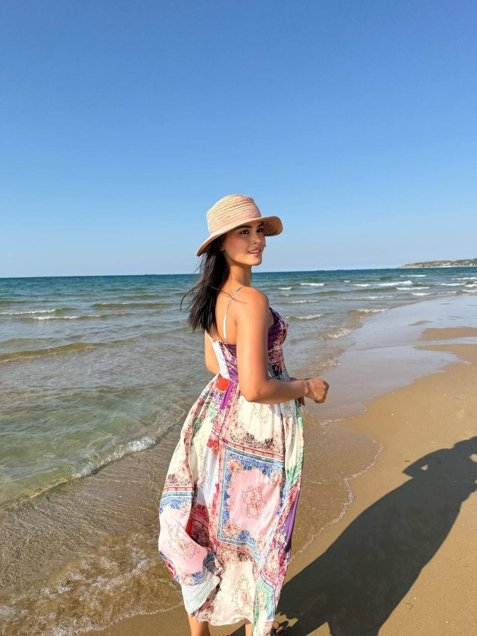 3784-PATCHWORK DESEN SATEN ELBİSE