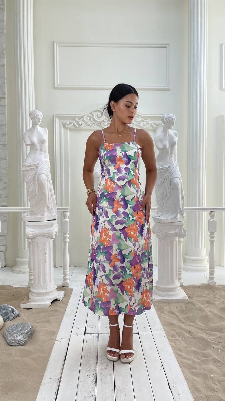 3787 SATEN KUMAŞ SIRT DEKOLTELİ ELBİSE