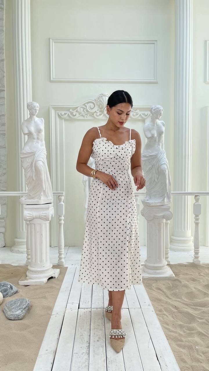 3800-PUNATİYE DESEN SIRT BAĞLAMALI ELBİSE