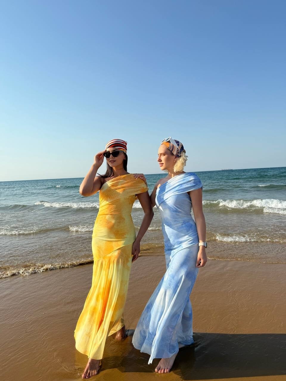 3801- MAVİ TEK OMUZ DRAPELİ TÜL ELBİSE