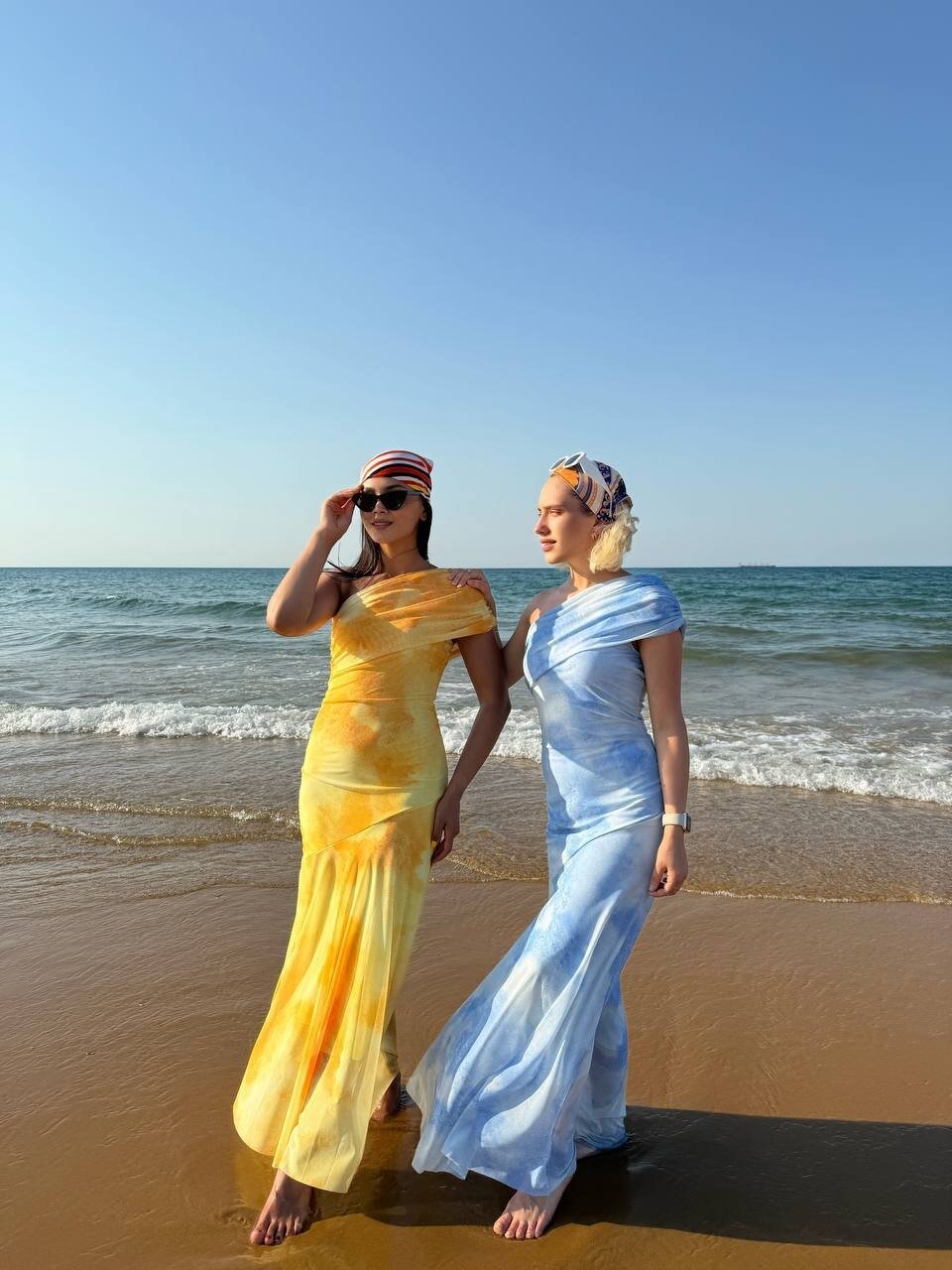 3801-SARI TEK OMUZ DRAPELİ TÜL ELBİSE