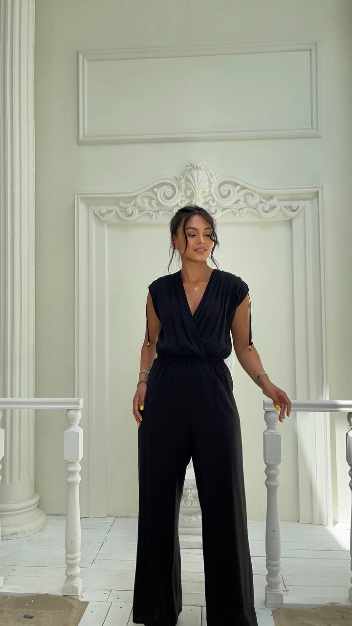 3805-SİYAH KOLLARI DÜĞÜM DETAY TULUM