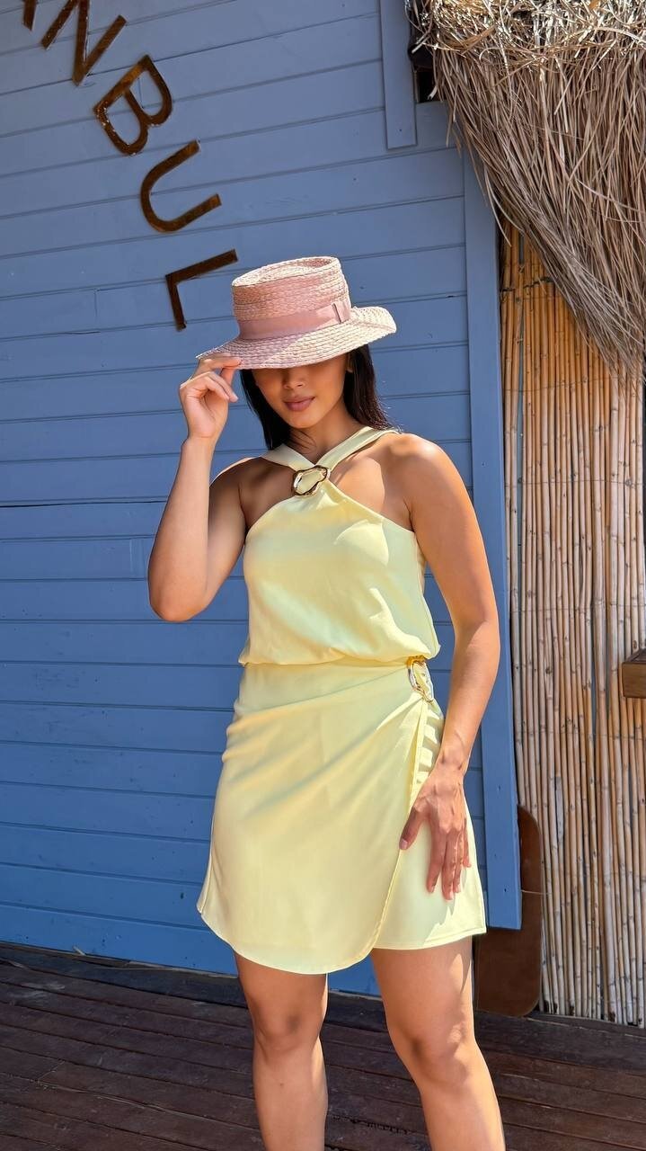 3810-SARI TOKALI ŞORT TULUM