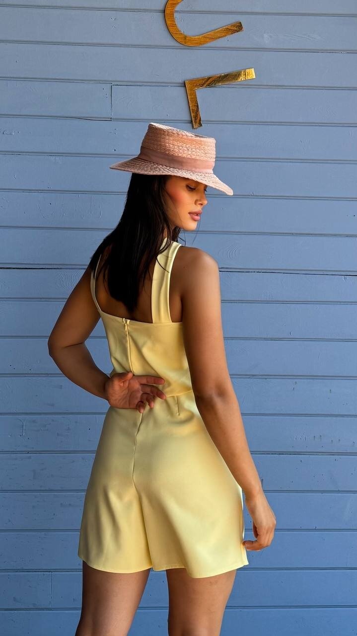 3810-SARI TOKALI ŞORT TULUM