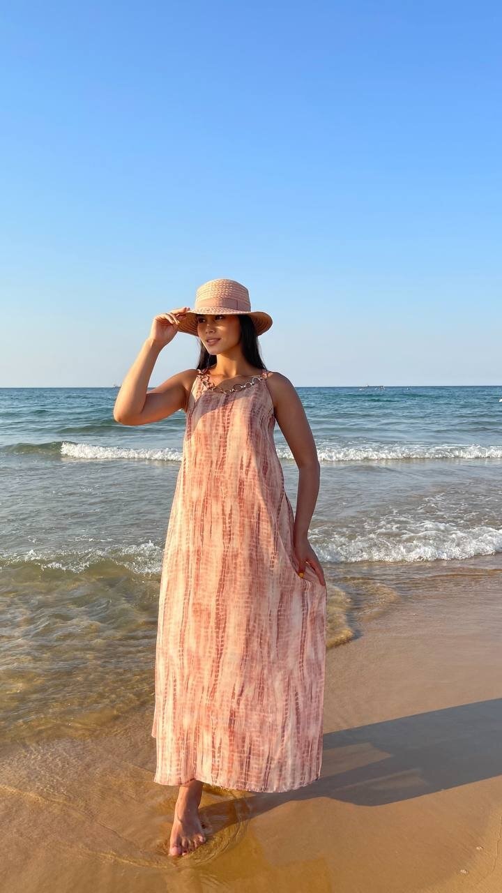 3813 HALTER YAKA HALKA DETAYLI ELBİSE