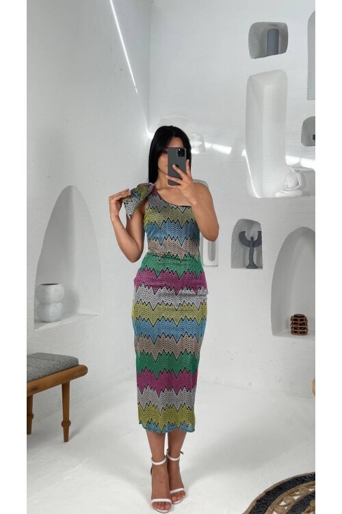 3556-ÖRME TÜL ELBİSE