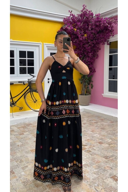 3761-GÖĞÜS PENCERE DETAY ALTI SULU ELBİSE