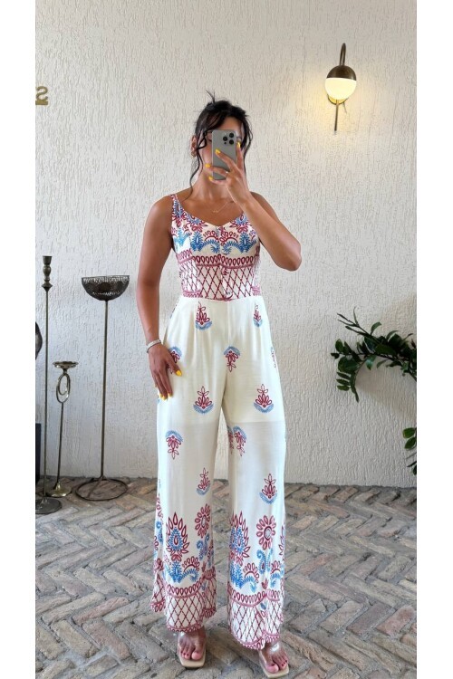 3792-EKRU ÇAPA DESEN ALTI SULU TULUM