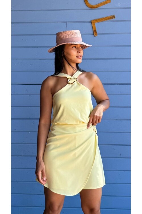 3810-SARI TOKALI ŞORT TULUM