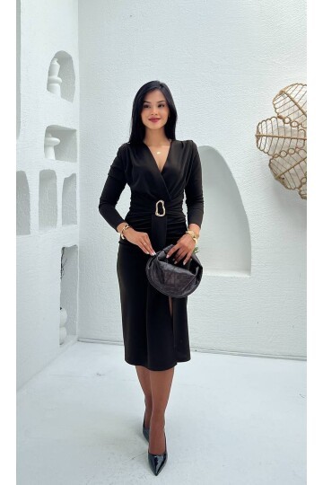 3829- OLİPS KEMER DETAYLI ELBİSE